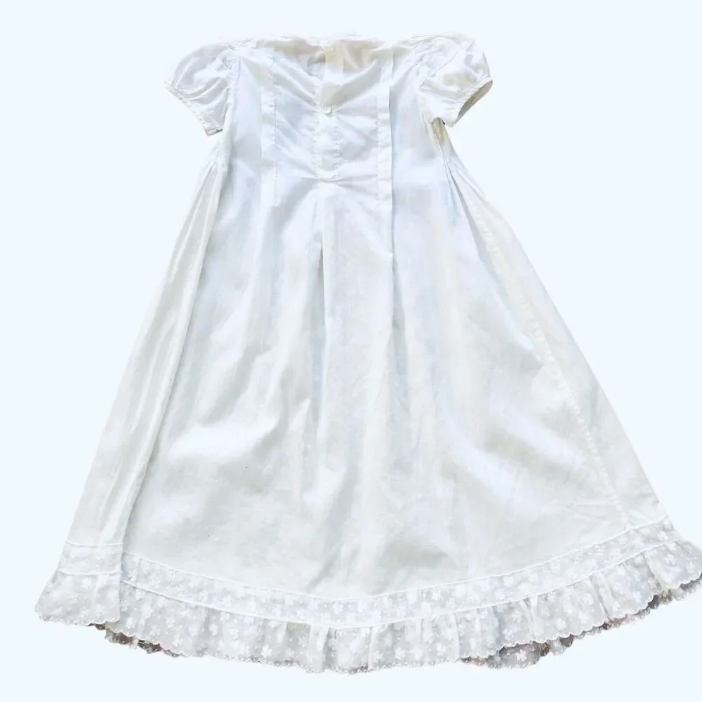 VTG Baby Christening 2 Piece -Gown And Slip Handmade Cotton Lace Baptismal Gown